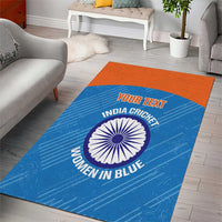 Custom India Cricket Area Rug Go Women In Blue - Wonder Print Shop