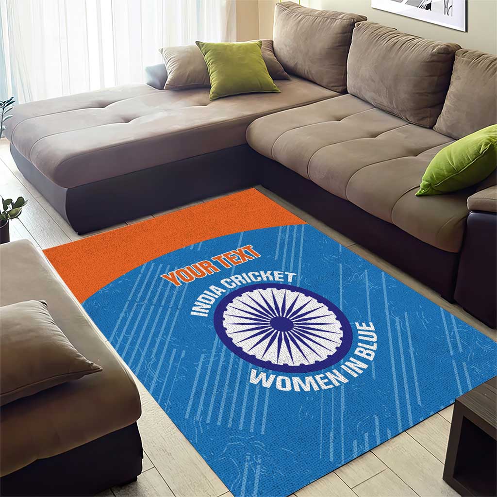 Custom India Cricket Area Rug Go Women In Blue - Wonder Print Shop