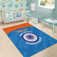 Custom India Cricket Area Rug Go Women In Blue - Wonder Print Shop