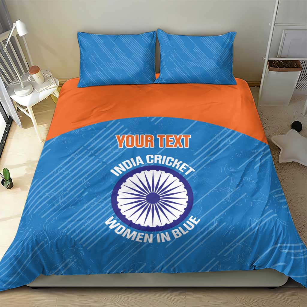Custom India Cricket Bedding Set Go Women In Blue - Wonder Print Shop