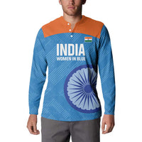 Custom India Cricket Button Sweatshirt Go Women In Blue - Wonder Print Shop