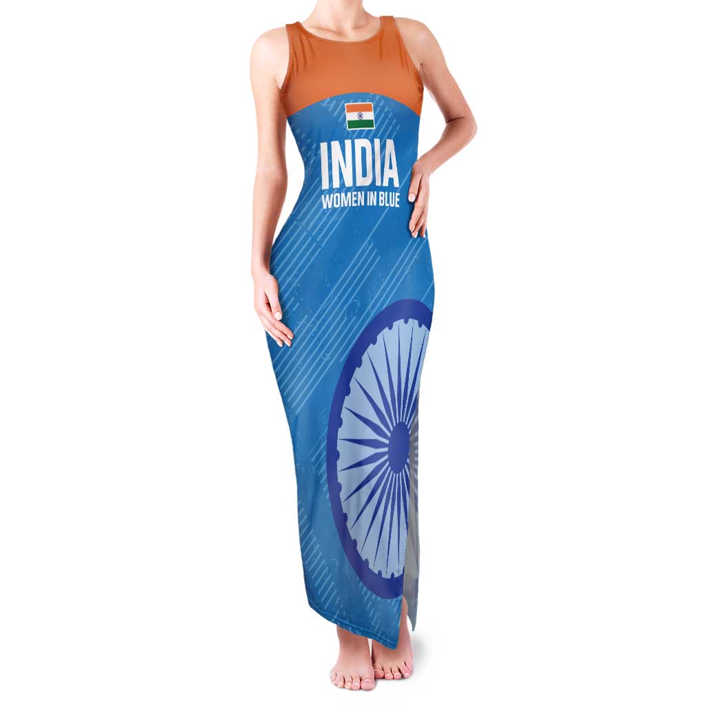 Custom India Cricket Family Matching Tank Maxi Dress and Hawaiian Shirt Go Women In Blue - Wonder Print Shop