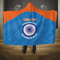 Custom India Cricket Hooded Blanket Go Women In Blue
