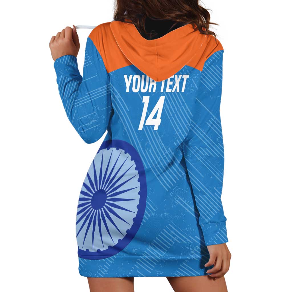Custom India Cricket Hoodie Dress Go Women In Blue - Wonder Print Shop