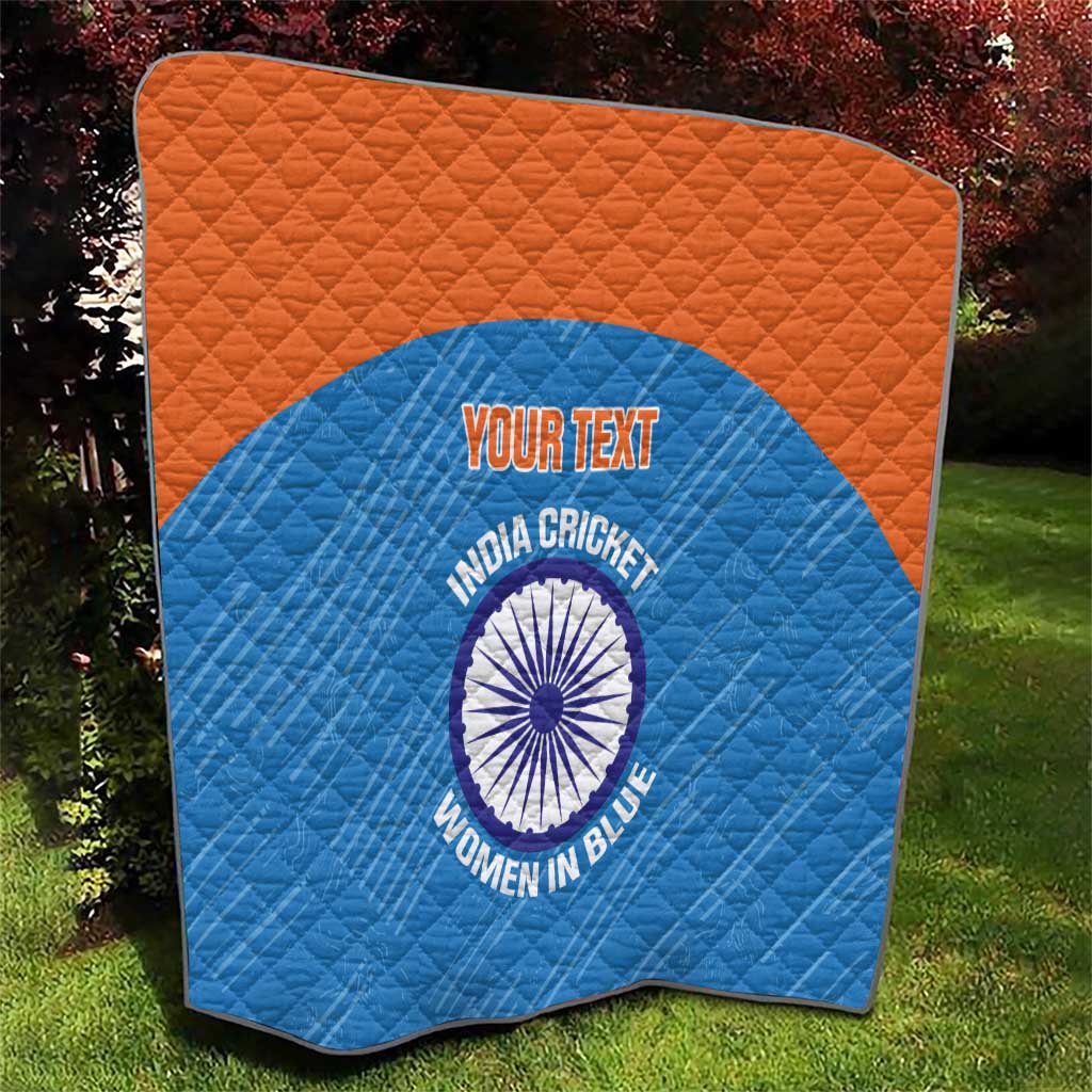 Custom India Cricket Quilt Go Women In Blue - Wonder Print Shop