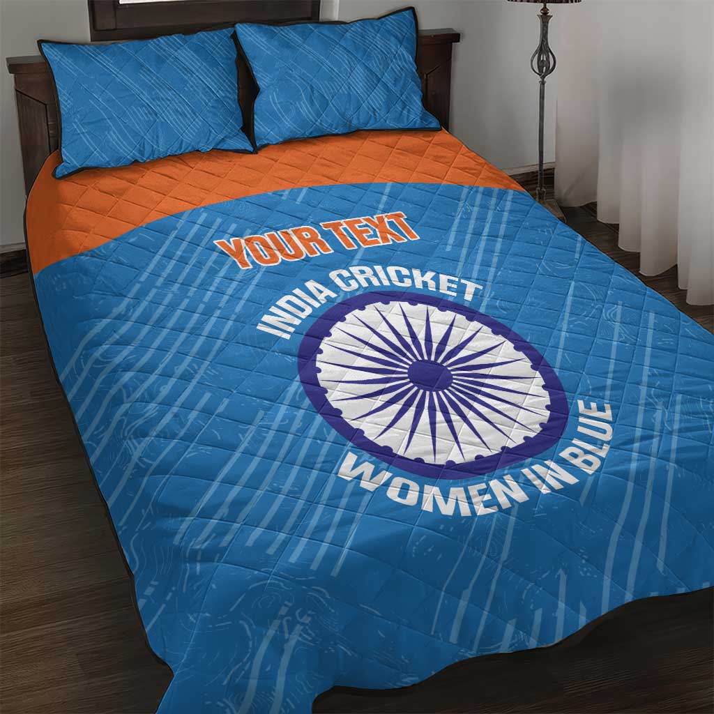 Custom India Cricket Quilt Bed Set Go Women In Blue - Wonder Print Shop