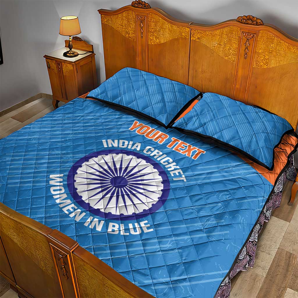 Custom India Cricket Quilt Bed Set Go Women In Blue - Wonder Print Shop