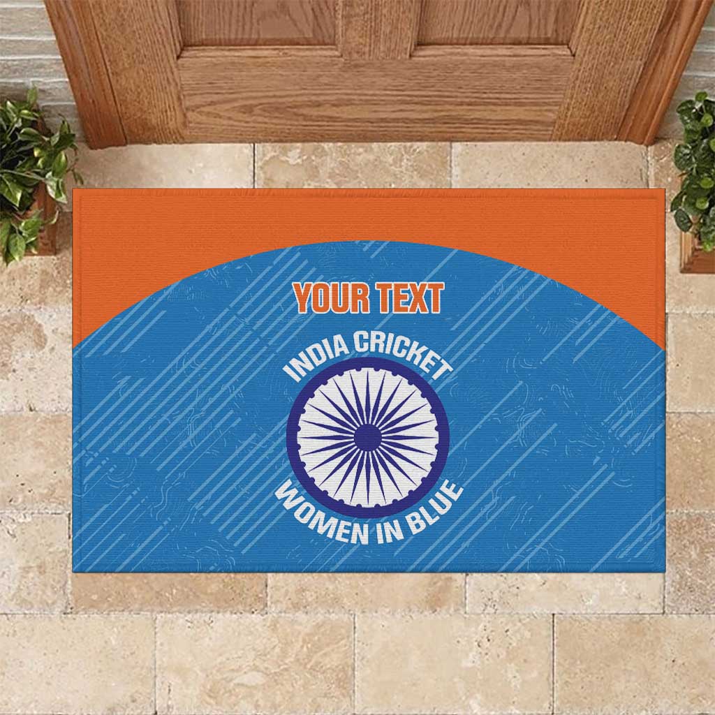 Custom India Cricket Rubber Doormat Go Women In Blue - Wonder Print Shop