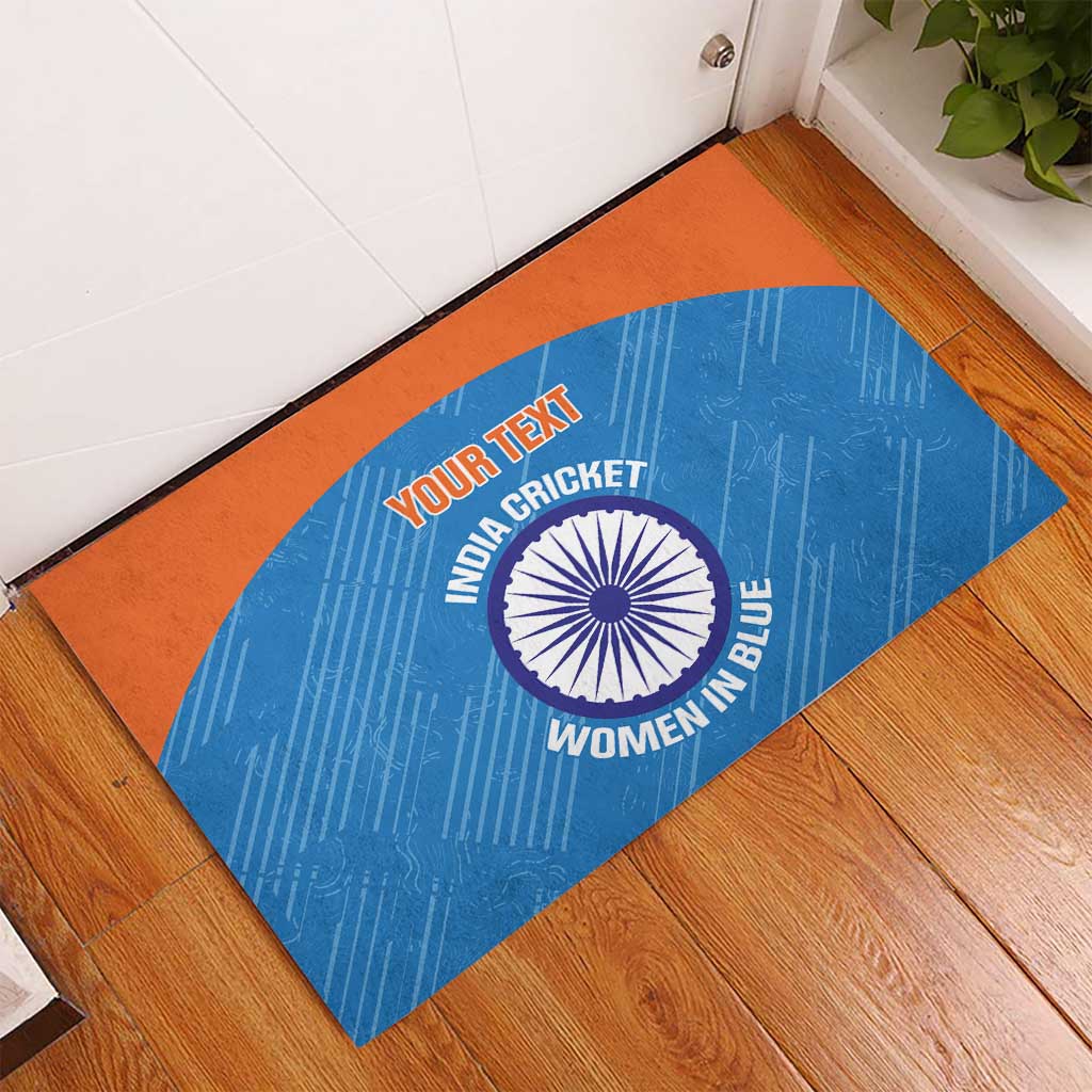 Custom India Cricket Rubber Doormat Go Women In Blue - Wonder Print Shop