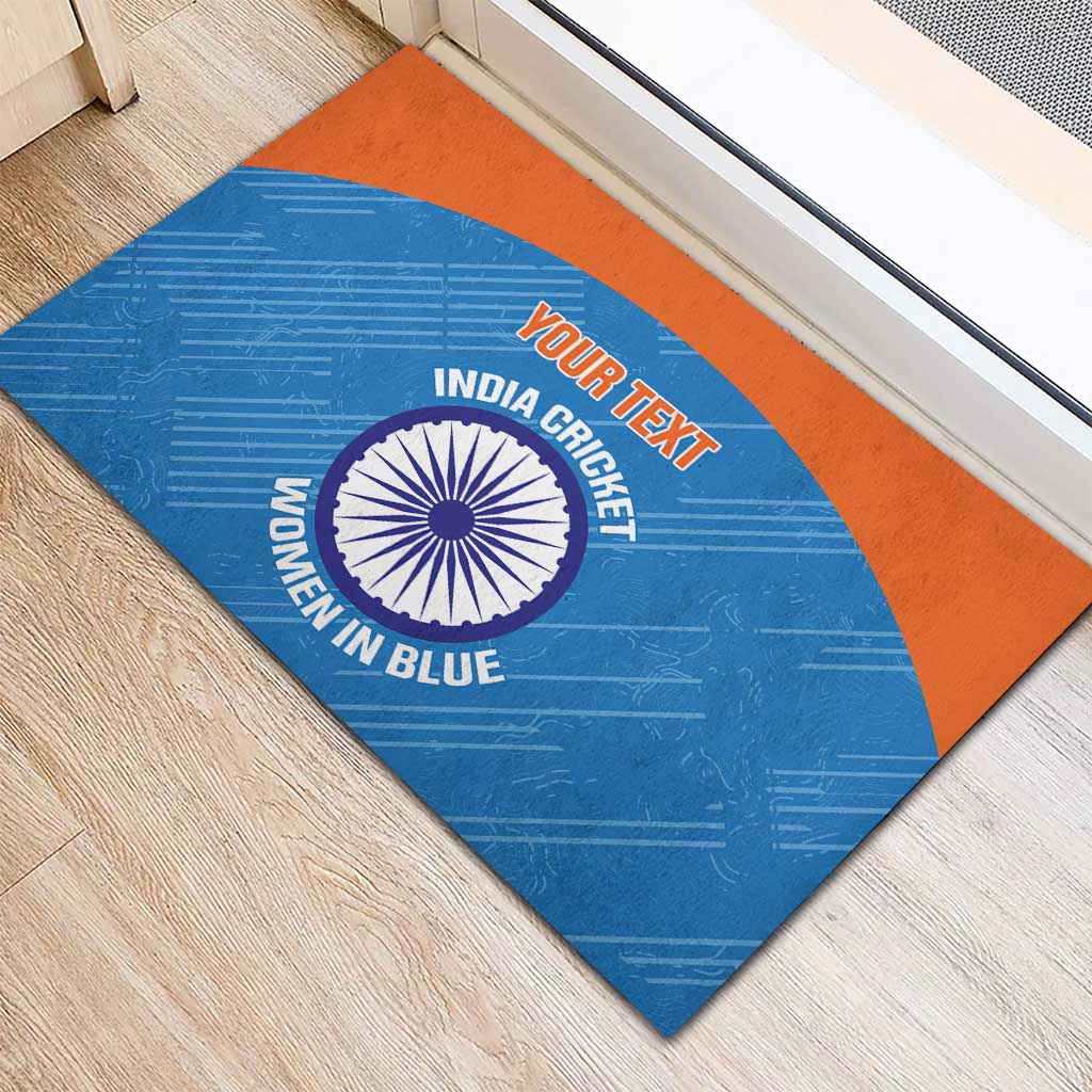 Custom India Cricket Rubber Doormat Go Women In Blue - Wonder Print Shop