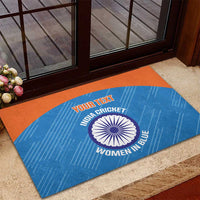 Custom India Cricket Rubber Doormat Go Women In Blue - Wonder Print Shop