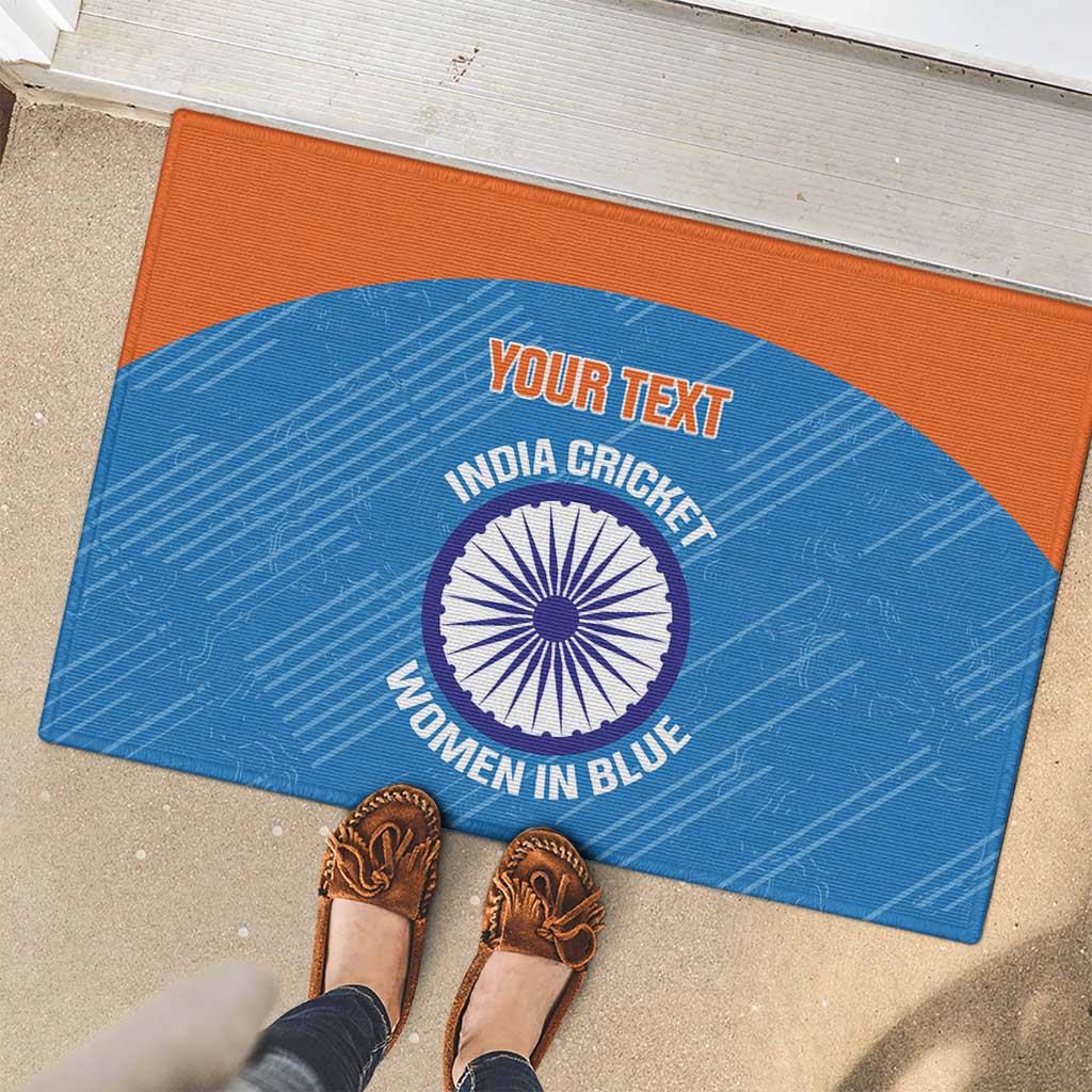 Custom India Cricket Rubber Doormat Go Women In Blue - Wonder Print Shop
