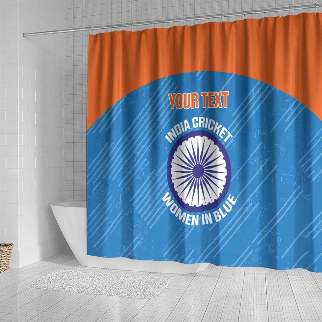 Custom India Cricket Shower Curtain Go Women In Blue