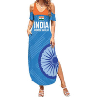 Custom India Cricket Summer Maxi Dress Go Women In Blue - Wonder Print Shop