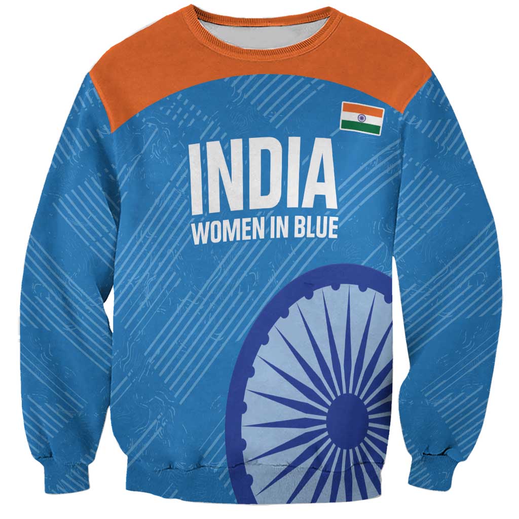 Custom India Cricket Sweatshirt Go Women In Blue - Wonder Print Shop