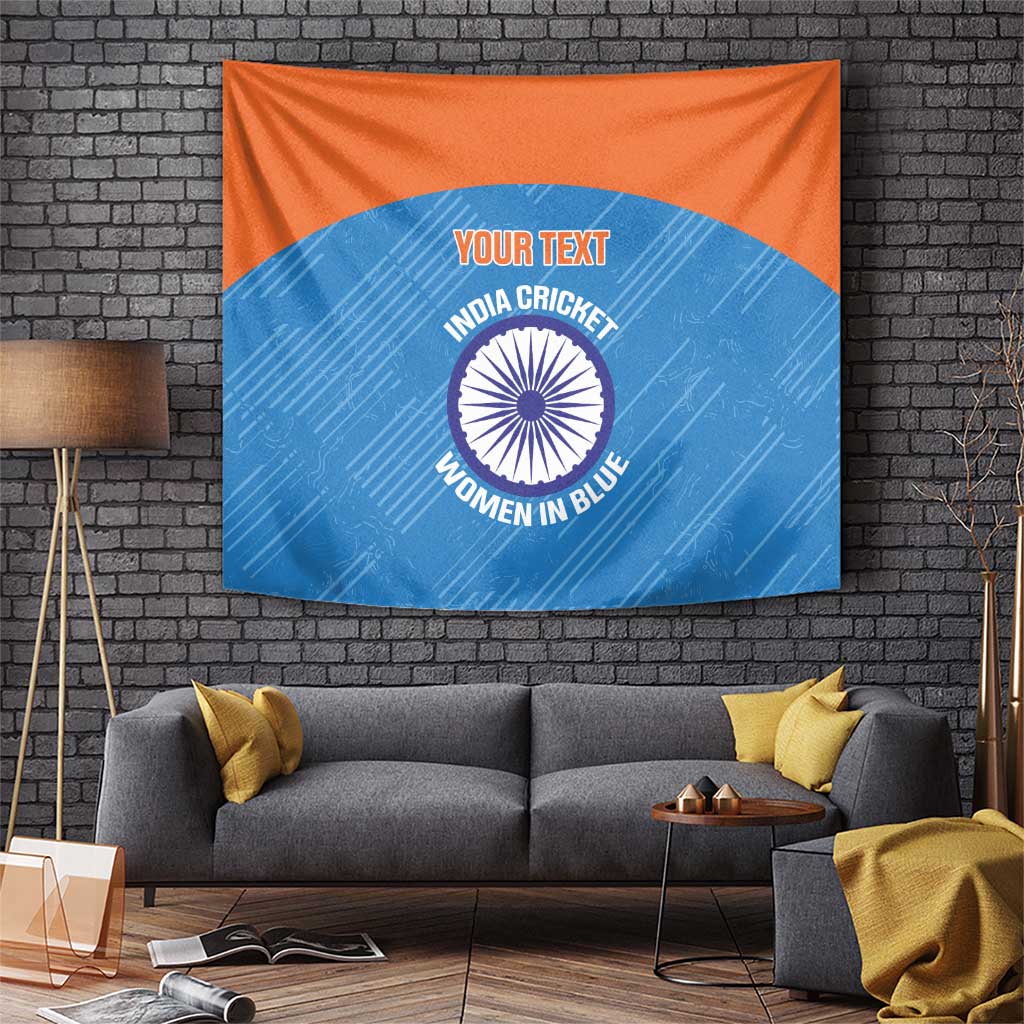 Custom India Cricket Tapestry Go Women In Blue - Wonder Print Shop