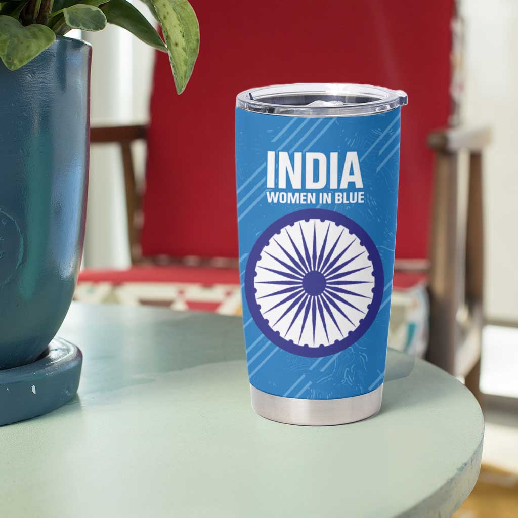Personalised India Cricket Tumbler Cup Go Women In Blue - Wonder Print Shop