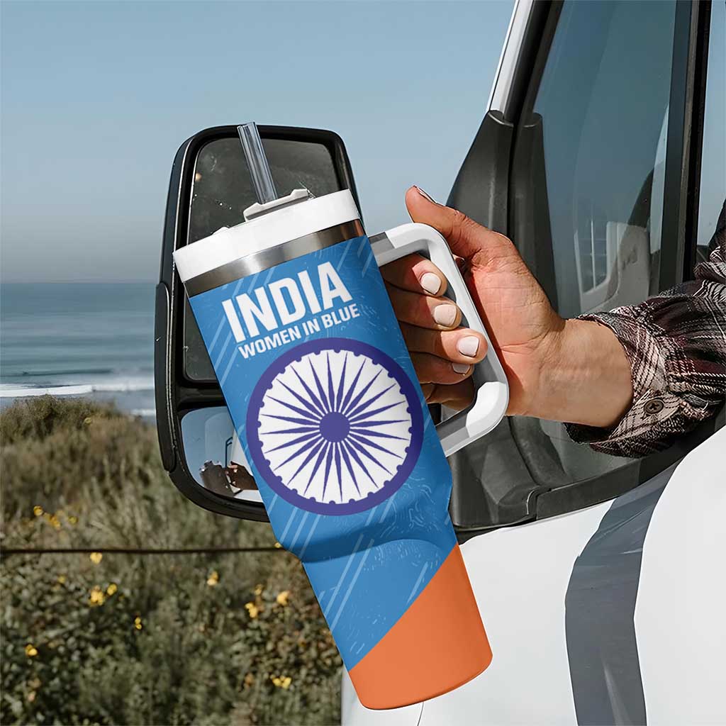 Personalised India Cricket Tumbler With Handle Go Women In Blue - Wonder Print Shop