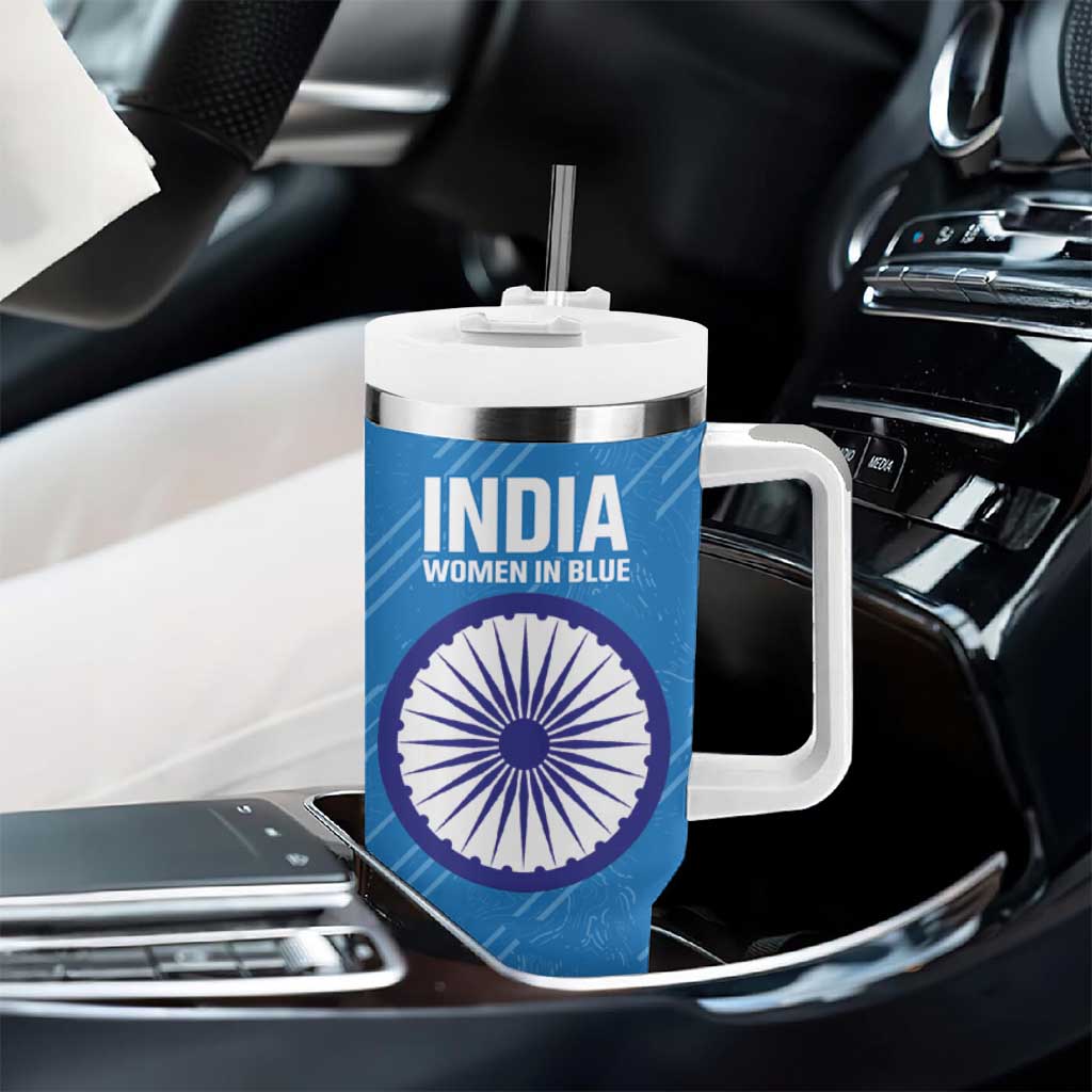 Personalised India Cricket Tumbler With Handle Go Women In Blue - Wonder Print Shop