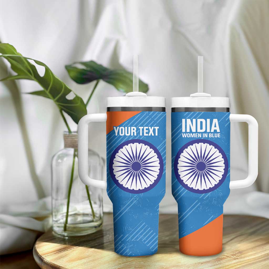Personalised India Cricket Tumbler With Handle Go Women In Blue - Wonder Print Shop