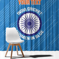 Custom India Cricket Window Curtain Go Women In Blue - Wonder Print Shop