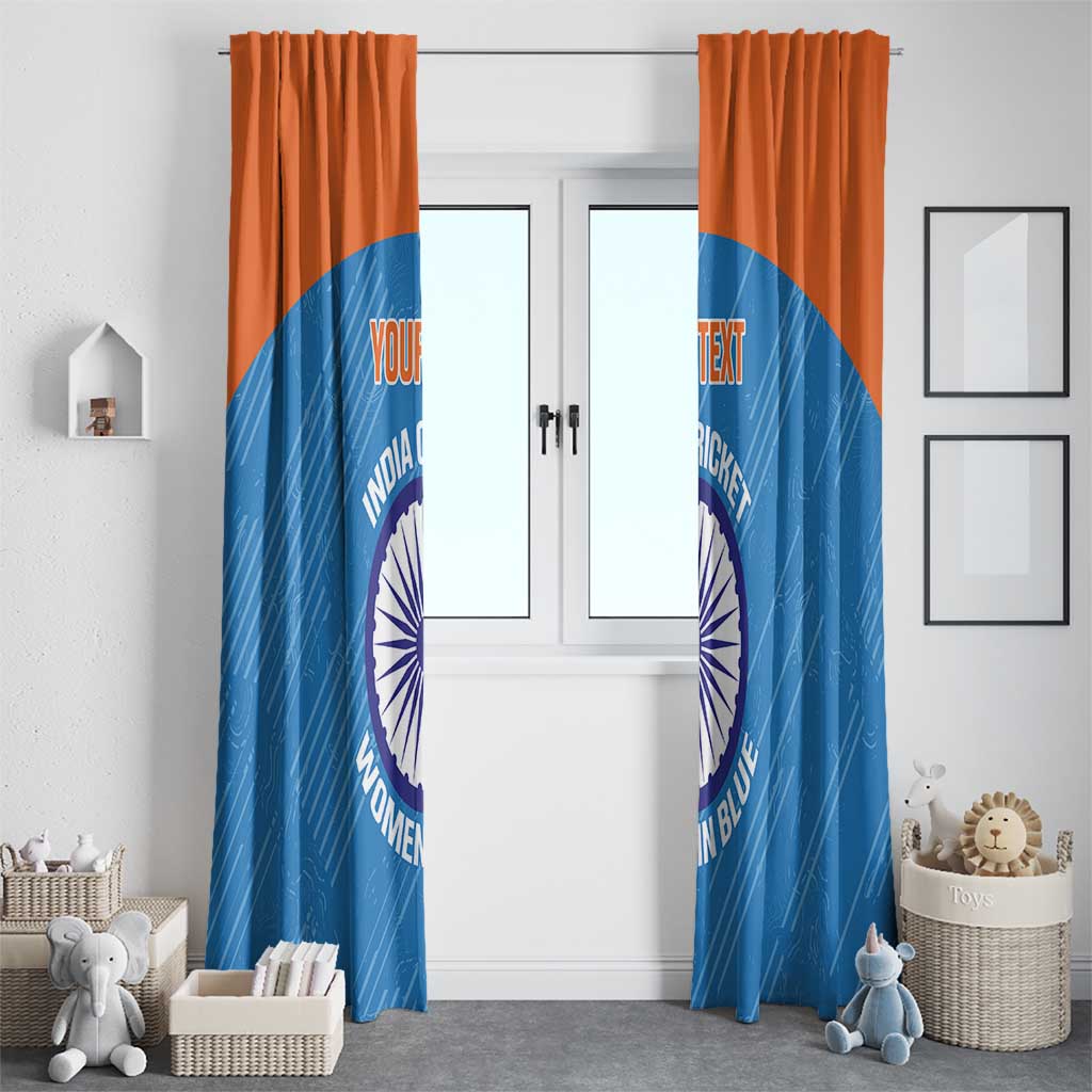 Custom India Cricket Window Curtain Go Women In Blue - Wonder Print Shop