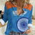 Custom India Cricket Women Casual Shirt Go Women In Blue - Wonder Print Shop