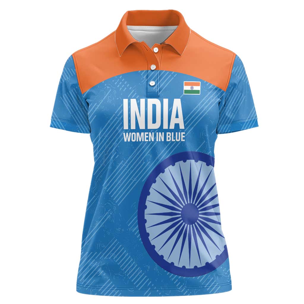 Custom India Cricket Women Polo Shirt Go Women In Blue - Wonder Print Shop