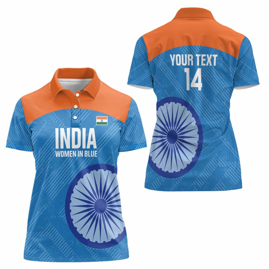 Custom India Cricket Women Polo Shirt Go Women In Blue - Wonder Print Shop