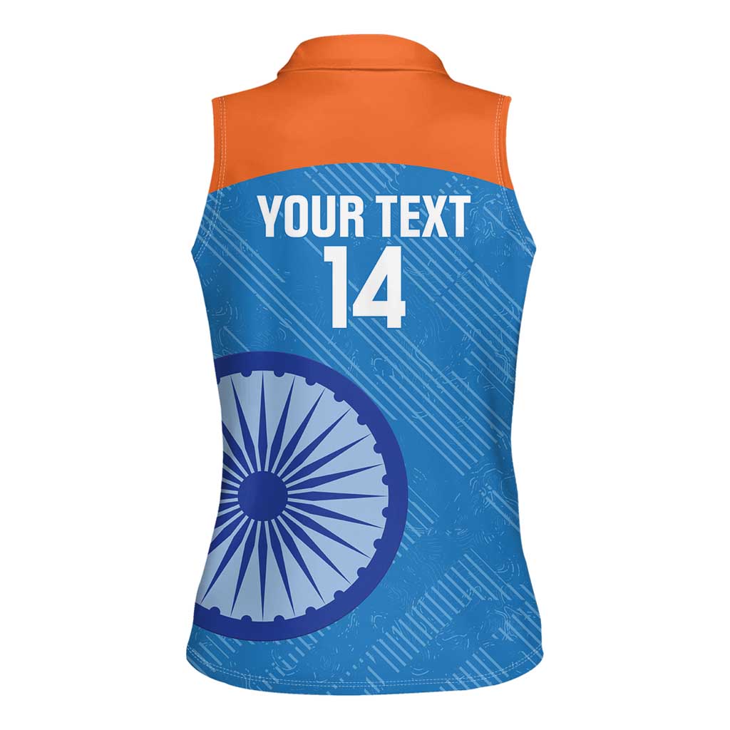 Custom India Cricket Women Sleeveless Polo Shirt Go Women In Blue - Wonder Print Shop