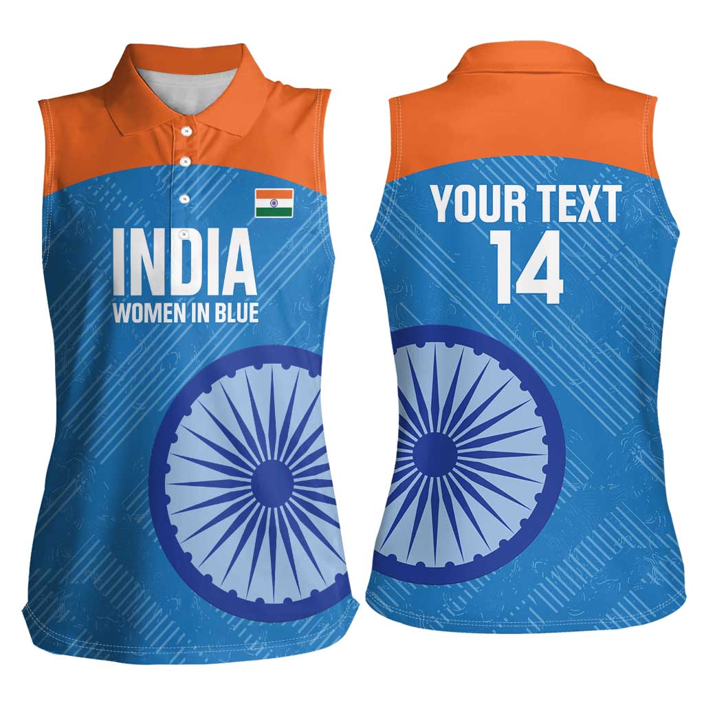 Custom India Cricket Women Sleeveless Polo Shirt Go Women In Blue - Wonder Print Shop