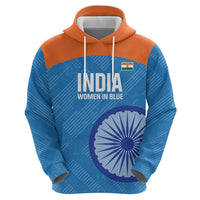 Custom India Cricket Zip Hoodie Go Women In Blue - Wonder Print Shop
