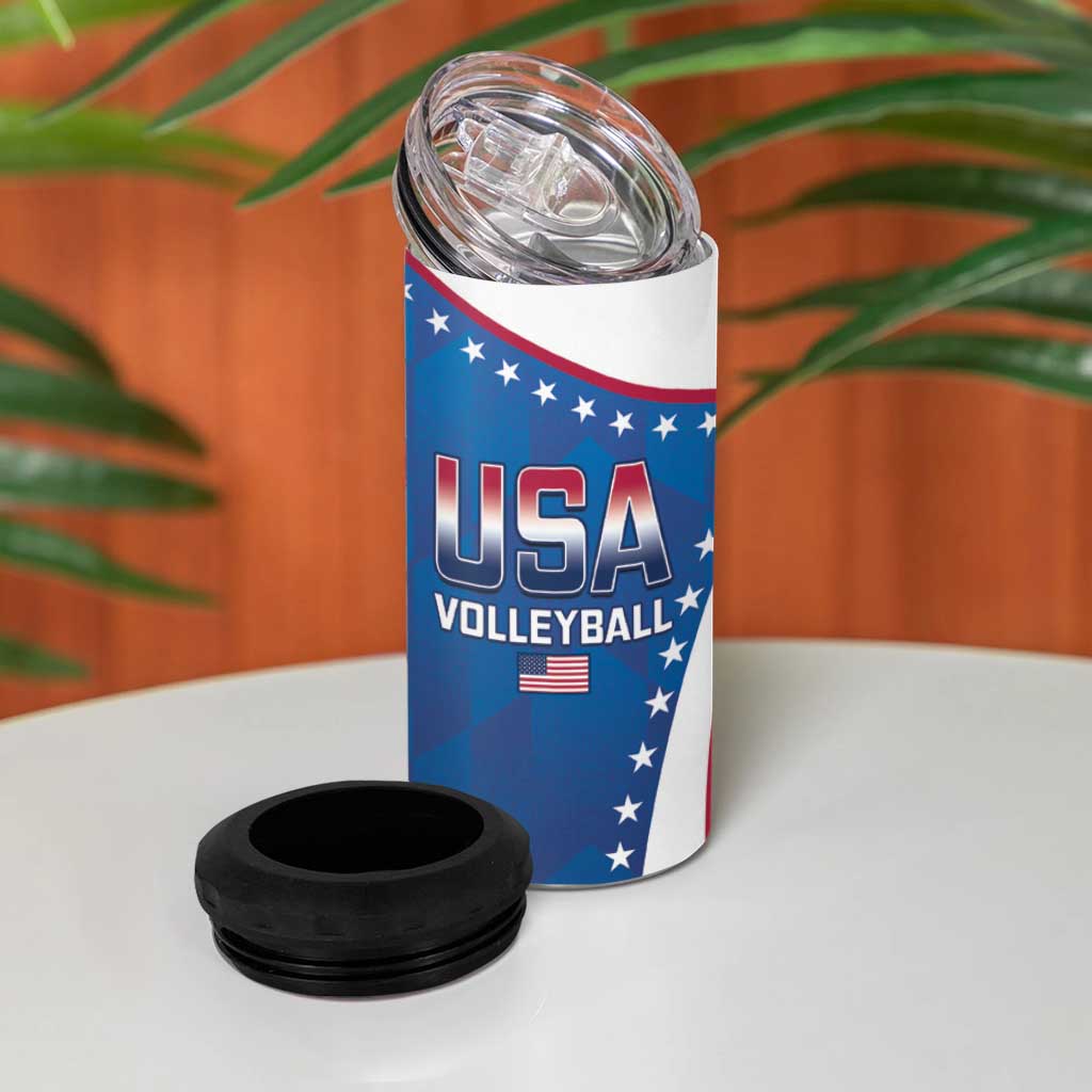 Custom USA 2025 Volleyball 4 in 1 Can Cooler Tumbler Sporty Style