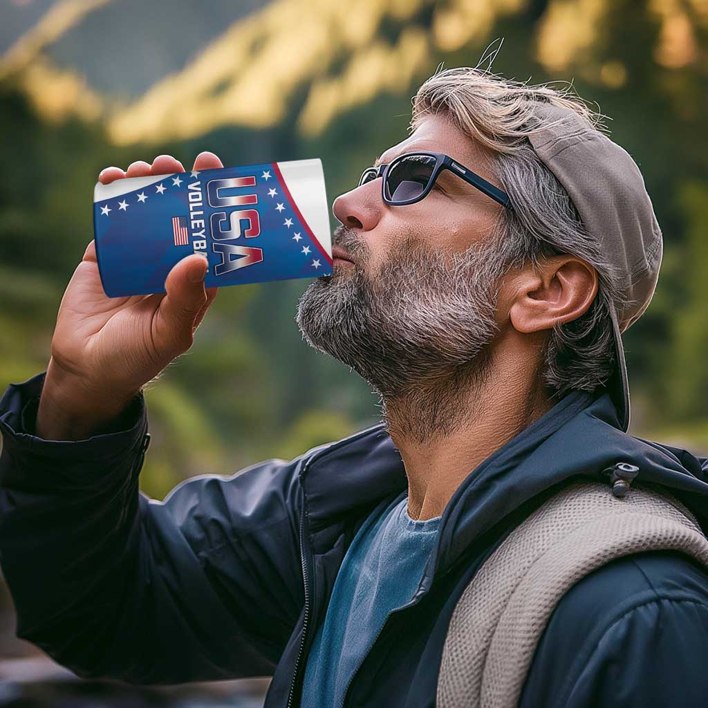 Custom USA 2025 Volleyball 4 in 1 Can Cooler Tumbler Sporty Style