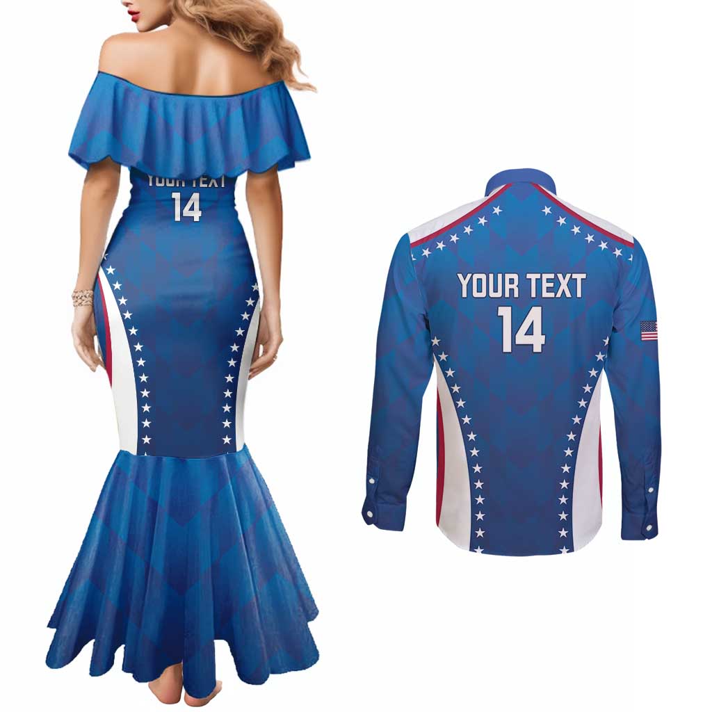Custom USA 2025 Volleyball Couples Matching Mermaid Dress and Long Sleeve Button Shirt Sporty Style