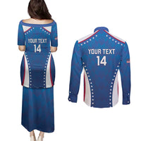 Custom USA 2025 Volleyball Couples Matching Puletasi and Long Sleeve Button Shirt Sporty Style