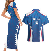 Custom USA 2025 Volleyball Couples Matching Short Sleeve Bodycon Dress and Hawaiian Shirt Sporty Style