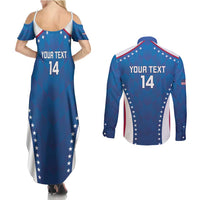 Custom USA 2025 Volleyball Couples Matching Summer Maxi Dress and Long Sleeve Button Shirt Sporty Style