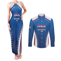 Custom USA 2025 Volleyball Couples Matching Tank Maxi Dress and Long Sleeve Button Shirt Sporty Style