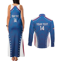 Custom USA 2025 Volleyball Couples Matching Tank Maxi Dress and Long Sleeve Button Shirt Sporty Style