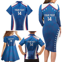 Custom USA 2025 Volleyball Family Matching Long Sleeve Bodycon Dress and Hawaiian Shirt Sporty Style