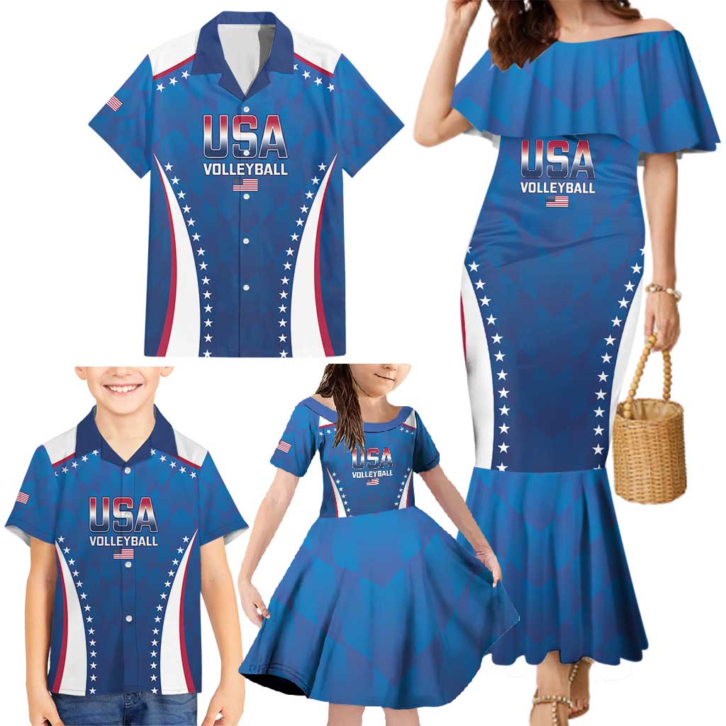 Custom USA 2025 Volleyball Family Matching Mermaid Dress and Hawaiian Shirt Sporty Style