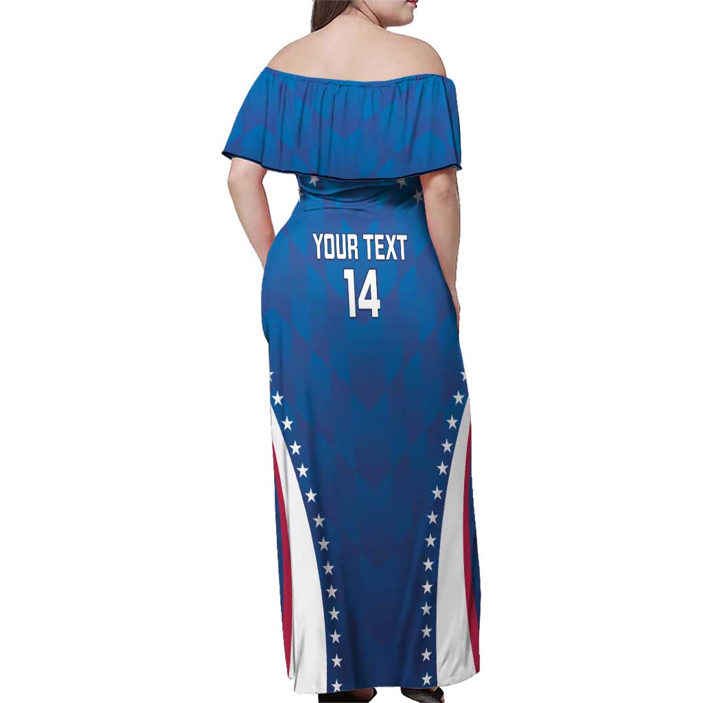 Custom USA 2025 Volleyball Family Matching Off Shoulder Maxi Dress and Hawaiian Shirt Sporty Style