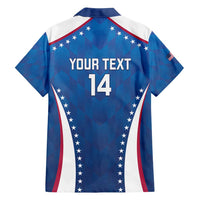 Custom USA 2025 Volleyball Family Matching Off Shoulder Short Dress and Hawaiian Shirt Sporty Style