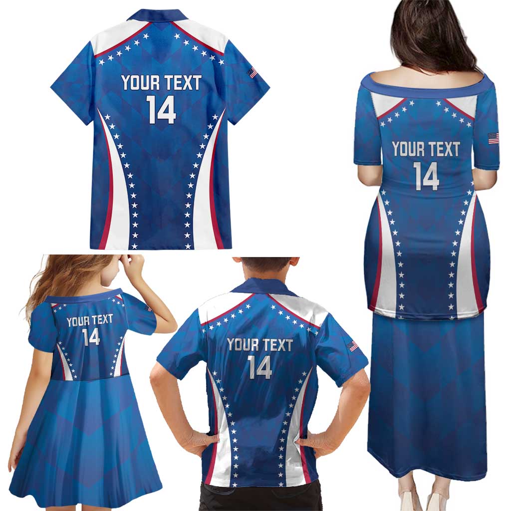 Custom USA 2025 Volleyball Family Matching Puletasi and Hawaiian Shirt Sporty Style