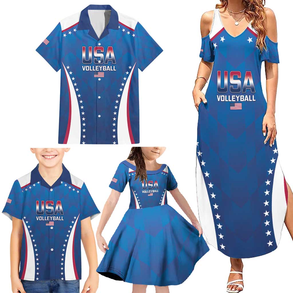 Custom USA 2025 Volleyball Family Matching Summer Maxi Dress and Hawaiian Shirt Sporty Style