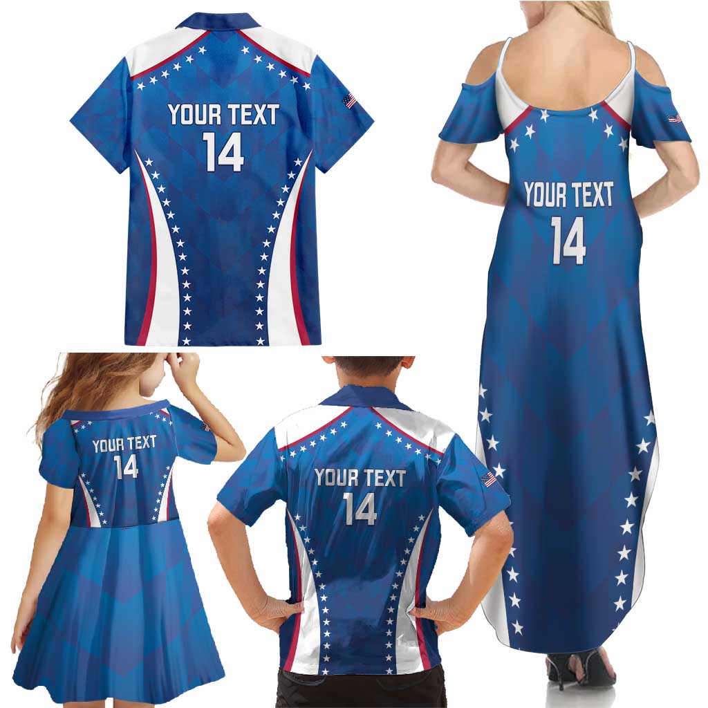 Custom USA 2025 Volleyball Family Matching Summer Maxi Dress and Hawaiian Shirt Sporty Style