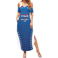 Custom USA 2025 Volleyball Family Matching Summer Maxi Dress and Hawaiian Shirt Sporty Style