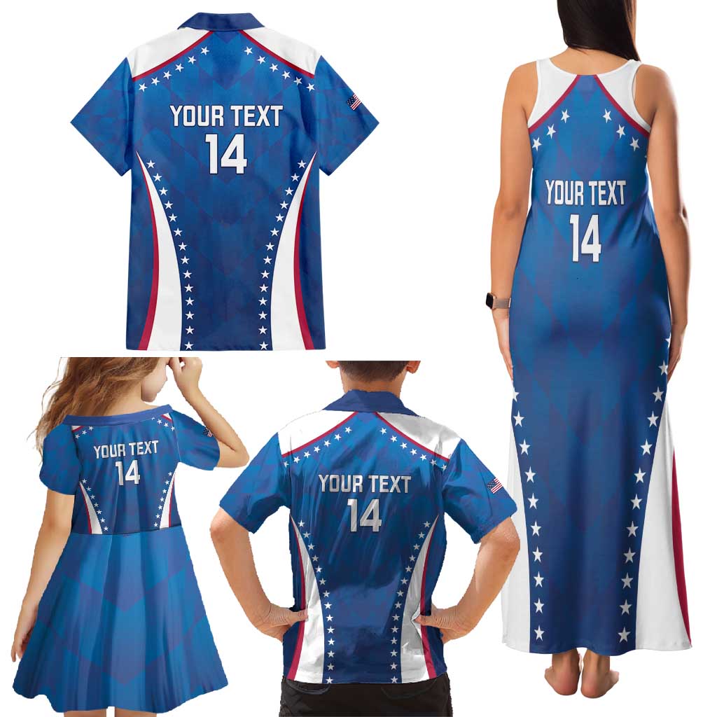Custom USA 2025 Volleyball Family Matching Tank Maxi Dress and Hawaiian Shirt Sporty Style