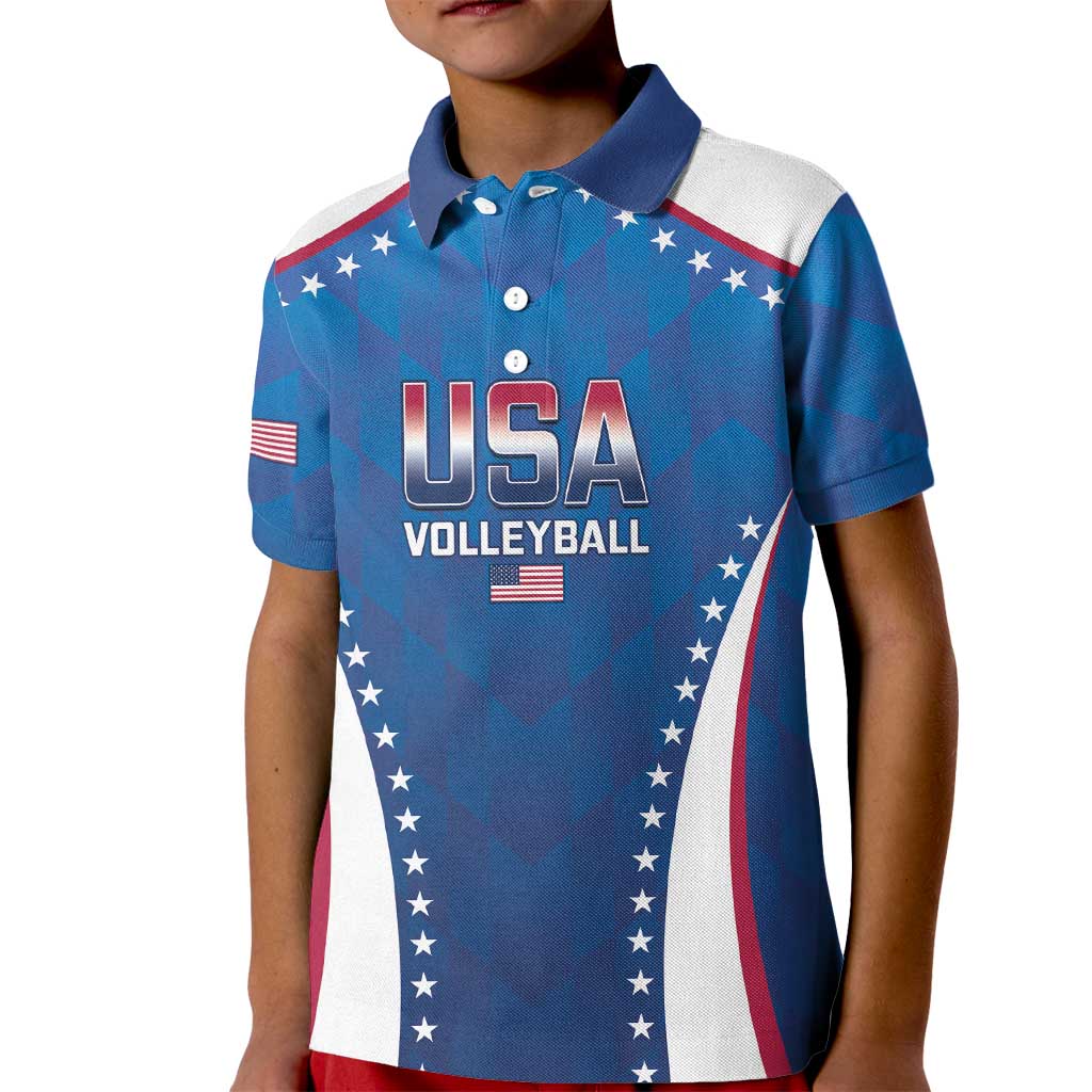 Custom USA 2025 Volleyball Kid Polo Shirt Sporty Style